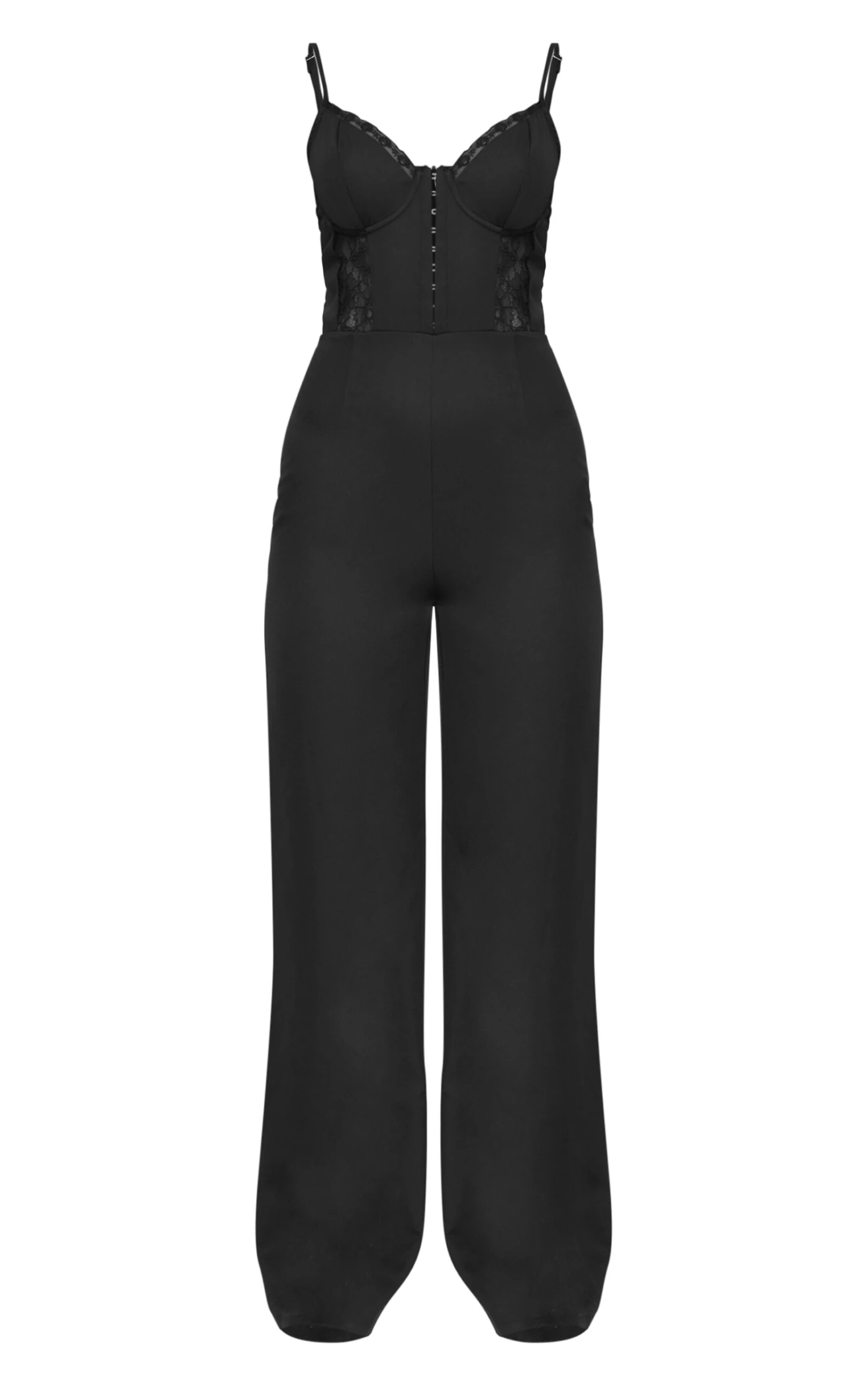 Prettylittlething Black Woven Corset Lace Panel Strappy Jumpsuit 5 Prettylittlething Black Woven Corset Lace Panel Strappy Jumpsuit - Image 5