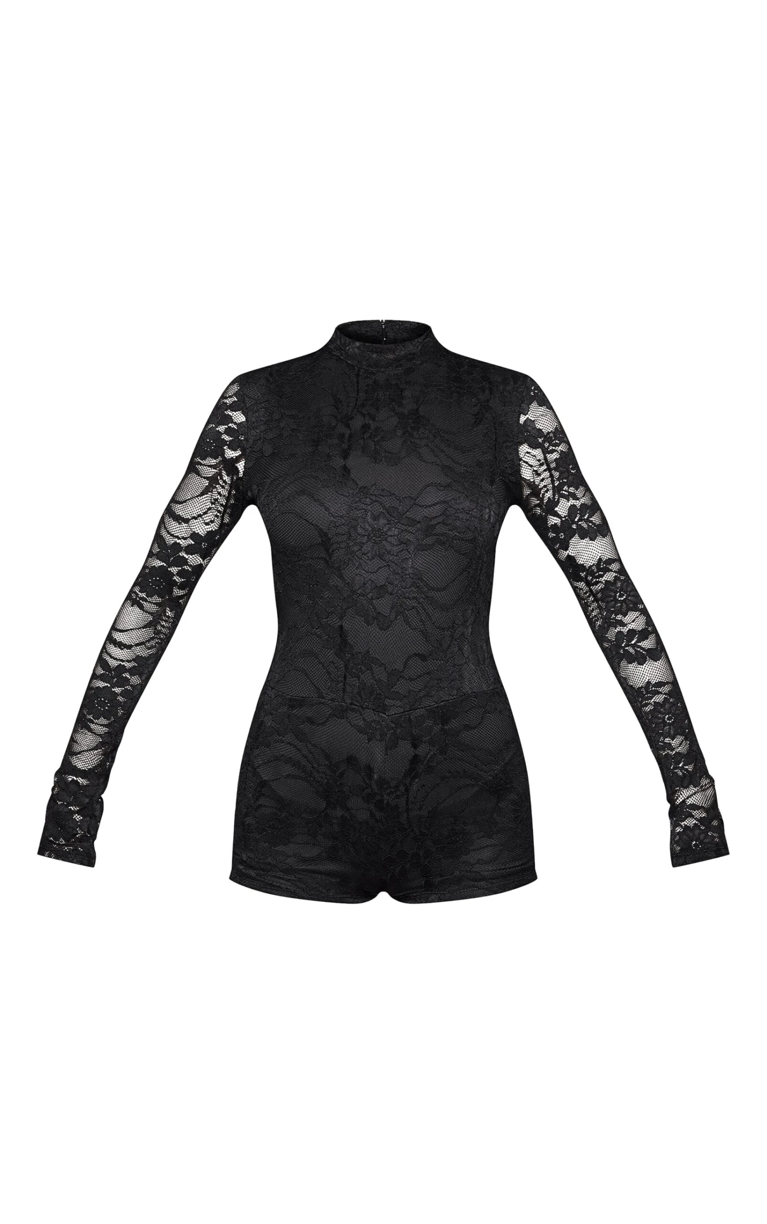Prettylittlething Black Lace Lined Long Sleeve Boat Neck Romper 5 Prettylittlething Black Lace Lined Long Sleeve Boat Neck Romper - Image 5