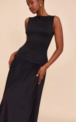 Prettylittlething Black Double Layer Jersey Dropped Waist Maxi Dress -Pretty Little Thing Shop 4ac4d38495a1f030607d8f696e5265beb58487db CNN0090 4 black double layer soft touch dropped waist maxi dress