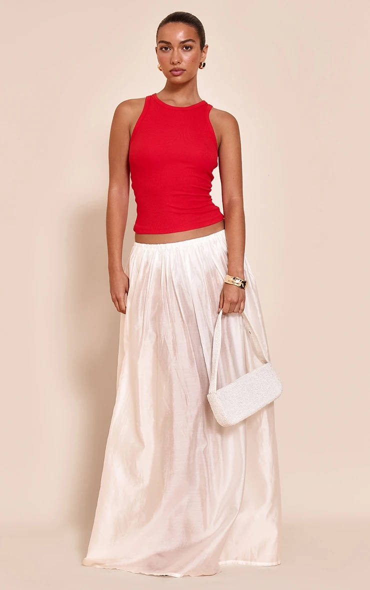 Prettylittlething Tomato Red Soft Rib Racer Neck Vest Top 3 Prettylittlething Tomato Red Soft Rib Racer Neck Vest Top - Image 3