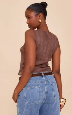 Prettylittlething Chocolate Sheer Knit Boat Neck Top -Pretty Little Thing Shop 4b9ac1a8d28831e26ccd53b0548c2efc6dce11e7 CNL8841 2 chocolate sheer knit boat neck top