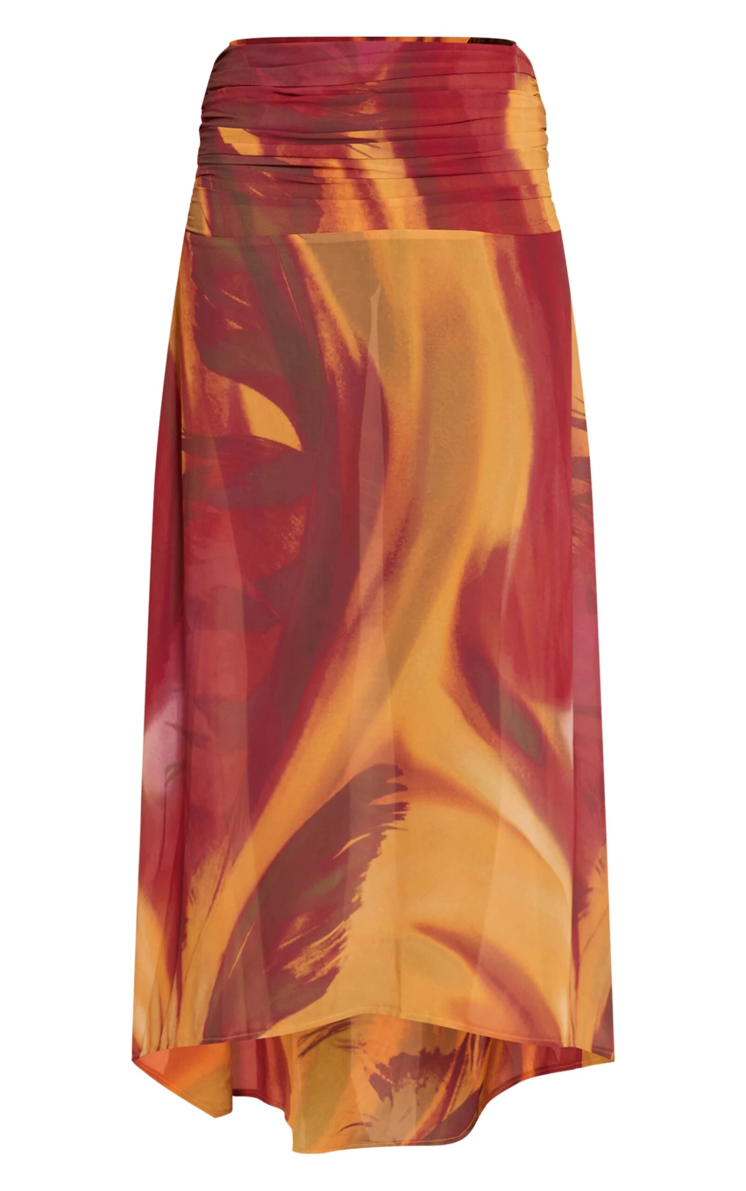 Multi Abstract Printed Chiffon Ruched Maxi Skirt 5 Multi Abstract Printed Chiffon Ruched Maxi Skirt - Image 5