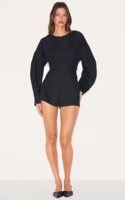 Black Tailored Woven High Neck Cocoon Sleeve Romper 7 Black Tailored Woven High Neck Cocoon Sleeve Romper -Pretty Little Thing Shop 4c71a77833a7c700235605527a35b5f665b07bcc CNL9269 3 black tailored woven high neck cocoon sleeve playsuit