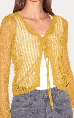 Prettylittlething Olive Ladder Knit Sheer Cropped Tie Front Top -Pretty Little Thing Shop 4ca5d23bb13a0c6af816e62b2dc83cb31a2812fc CNL3273 4 olive ladder knit sheer cropped tie front top