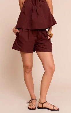 Prettylittlething Chocolate Poplin Floaty Shorts -Pretty Little Thing Shop 4cf6832dfbd0129b5c185ffd6bae9c86c4982eff CNM3239 2 chocolate poplin floaty shorts