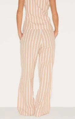 Prettylittlething Peach Striped Drawstring Wide Pants -Pretty Little Thing Shop 4d1d8d4319c8430b9f8e7fdb59c332ca736b6b67 CNM3208 3 beige striped drawstring wide trousers