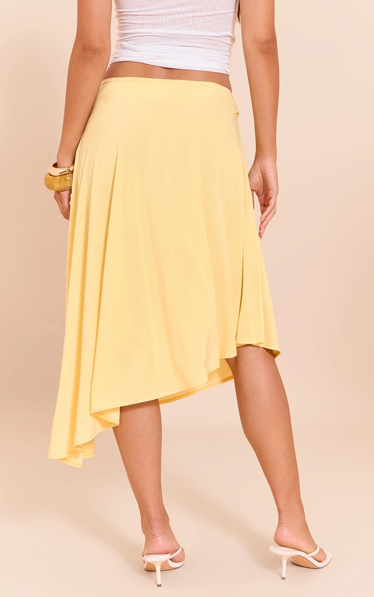 Prettylittlething Lemon Asymmetric Hem Slinky Midi Skirt 3 Prettylittlething Lemon Asymmetric Hem Slinky Midi Skirt - Image 3