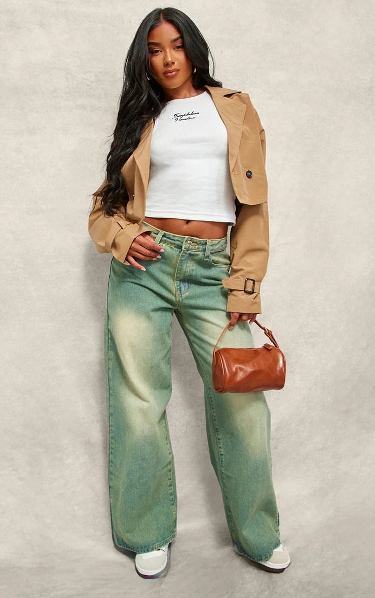 Prettylittlething Taupe Belted Cropped Trench Coat 3 Prettylittlething Taupe Belted Cropped Trench Coat - Image 3