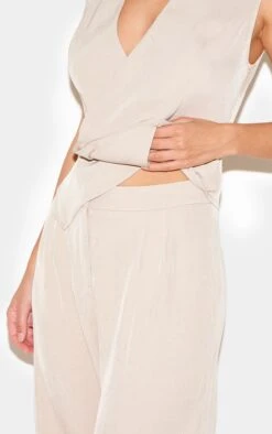 Prettylittlething Stone Woven Asymmetric Detail Vest Straight Leg Jumpsuit -Pretty Little Thing Shop 4e21aa5b27c4936f83b9b5939c9fb38fbebb9d4b cnl7232 4