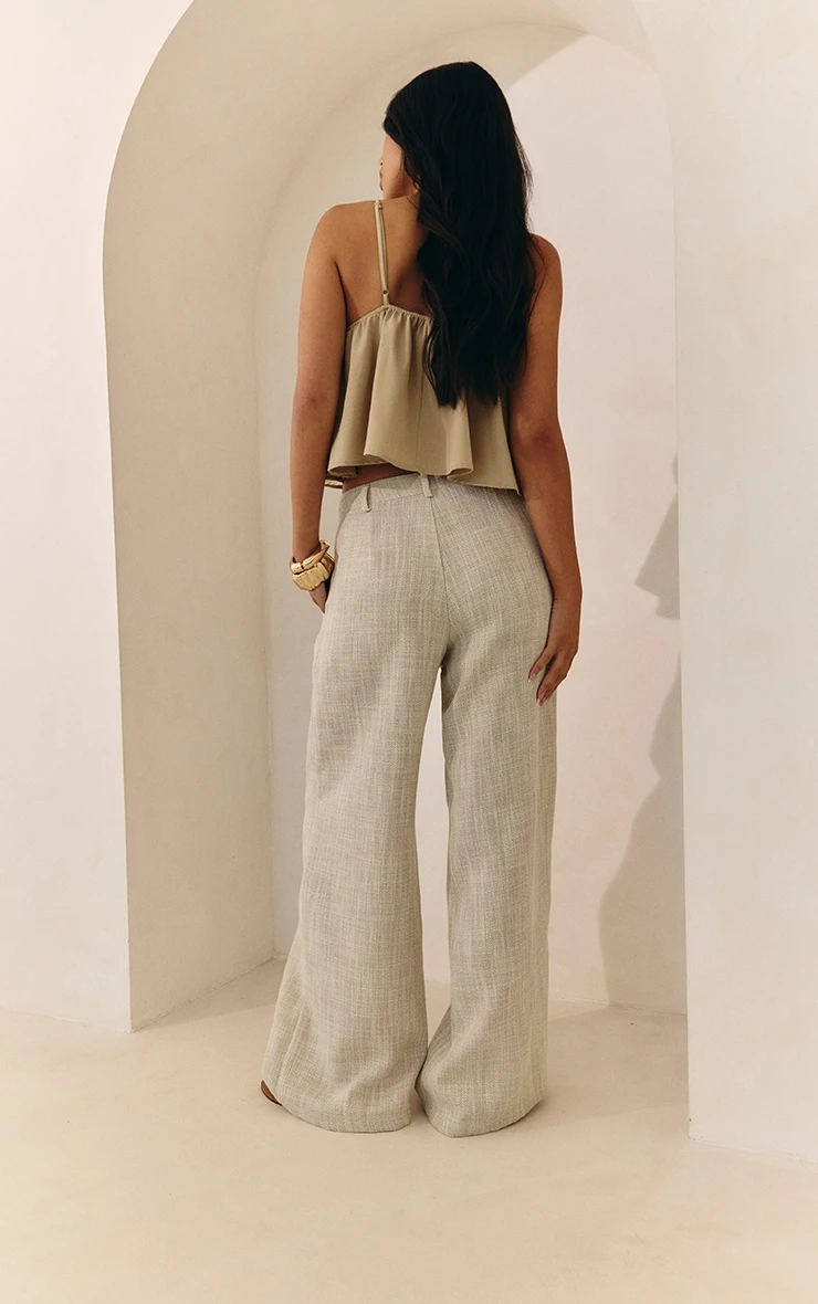 Prettylittlething Stone Tailored Tweed Wide Leg Pants 3 Prettylittlething Stone Tailored Tweed Wide Leg Pants - Image 3