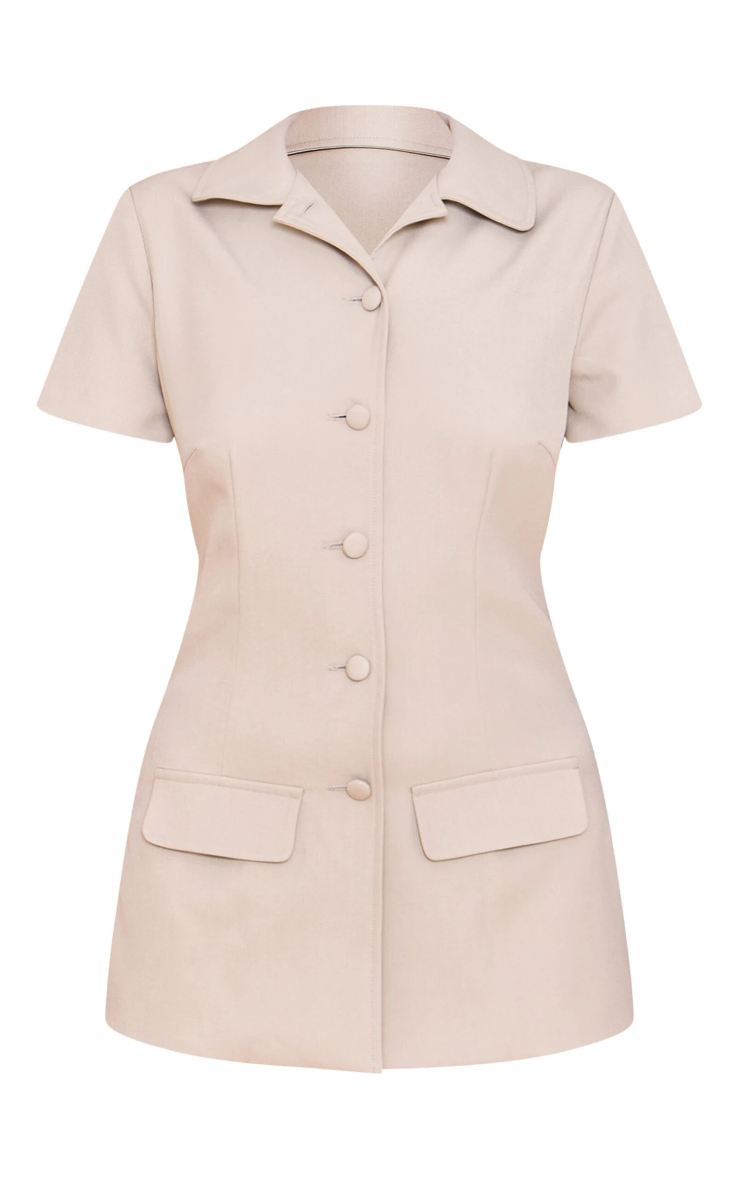 Prettylittlething Clay Woven Tailored Short Sleeve Romper 5 Prettylittlething Clay Woven Tailored Short Sleeve Romper - Image 5