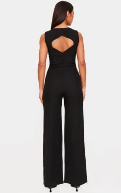 Prettylittlething Black Structured Woven Open Back Detail Straight Leg Jumpsuit -Pretty Little Thing Shop 4ed83e0df5212ef17cf780e5ca4d336827a26365 CNL3773 2 black structured woven open back detail straight leg jumpsuit
