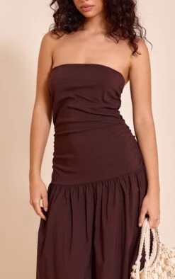 Chocolate Stretch Woven Bandeau Ruched Maxi Dress -Pretty Little Thing Shop 4ee4b10d688a68c24f7377d87b38ca5e7e9e4bf0 CNO0204 4 chocolate stretch woven bandeau ruched maxi dress