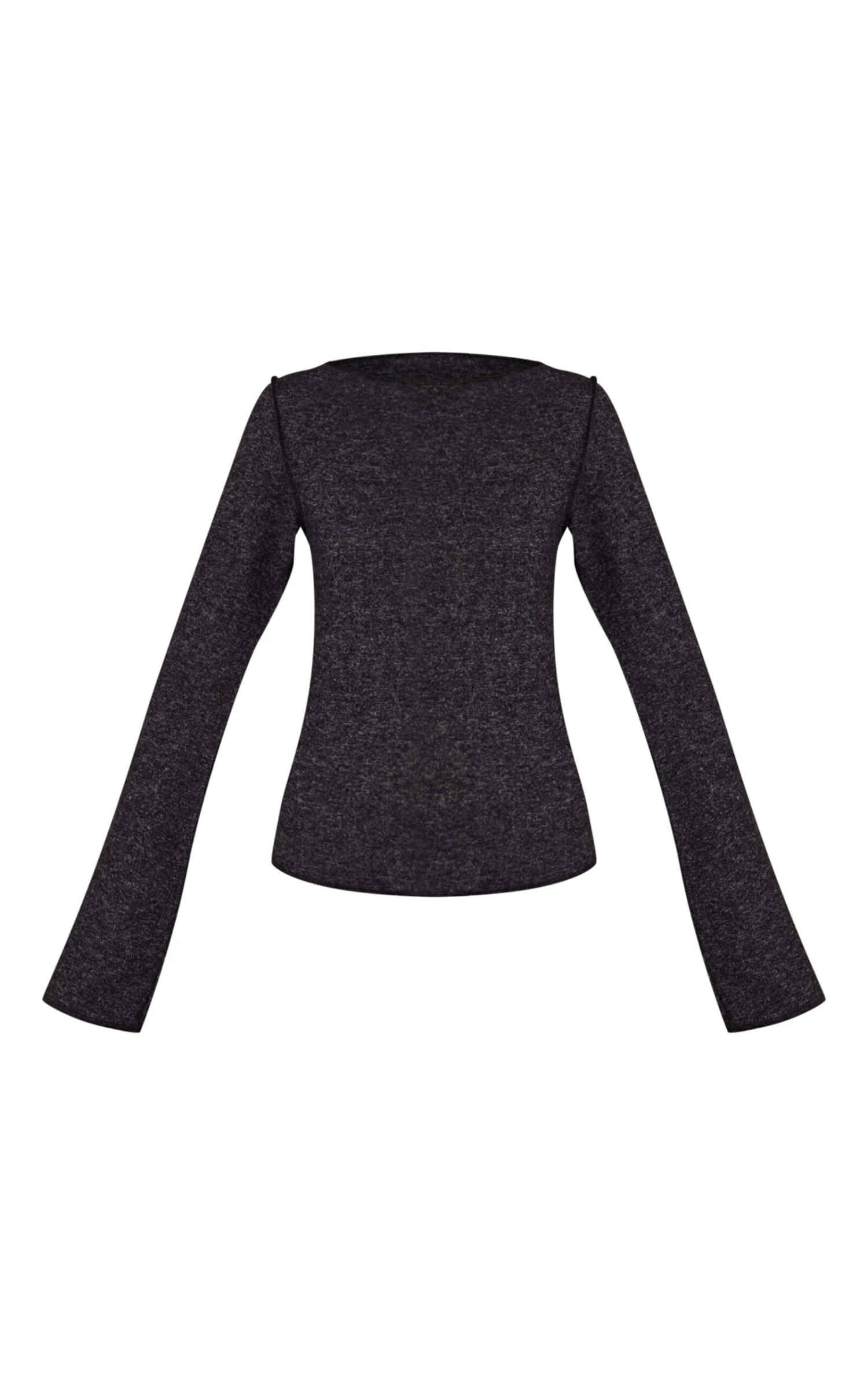 Prettylittlething Charcoal Soft Knit Straight Neck Long Sleeve Top 5 Prettylittlething Charcoal Soft Knit Straight Neck Long Sleeve Top - Image 5