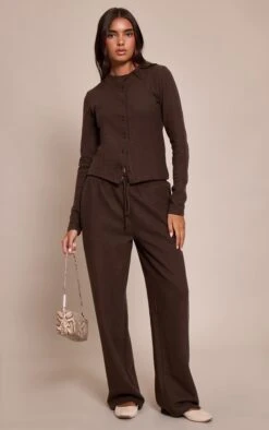 Chocolate Soft Touch Wide Leg Sweatpants