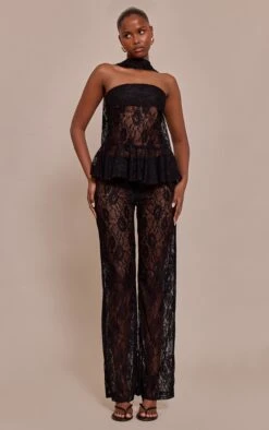 Black Lace Straight Leg Pant