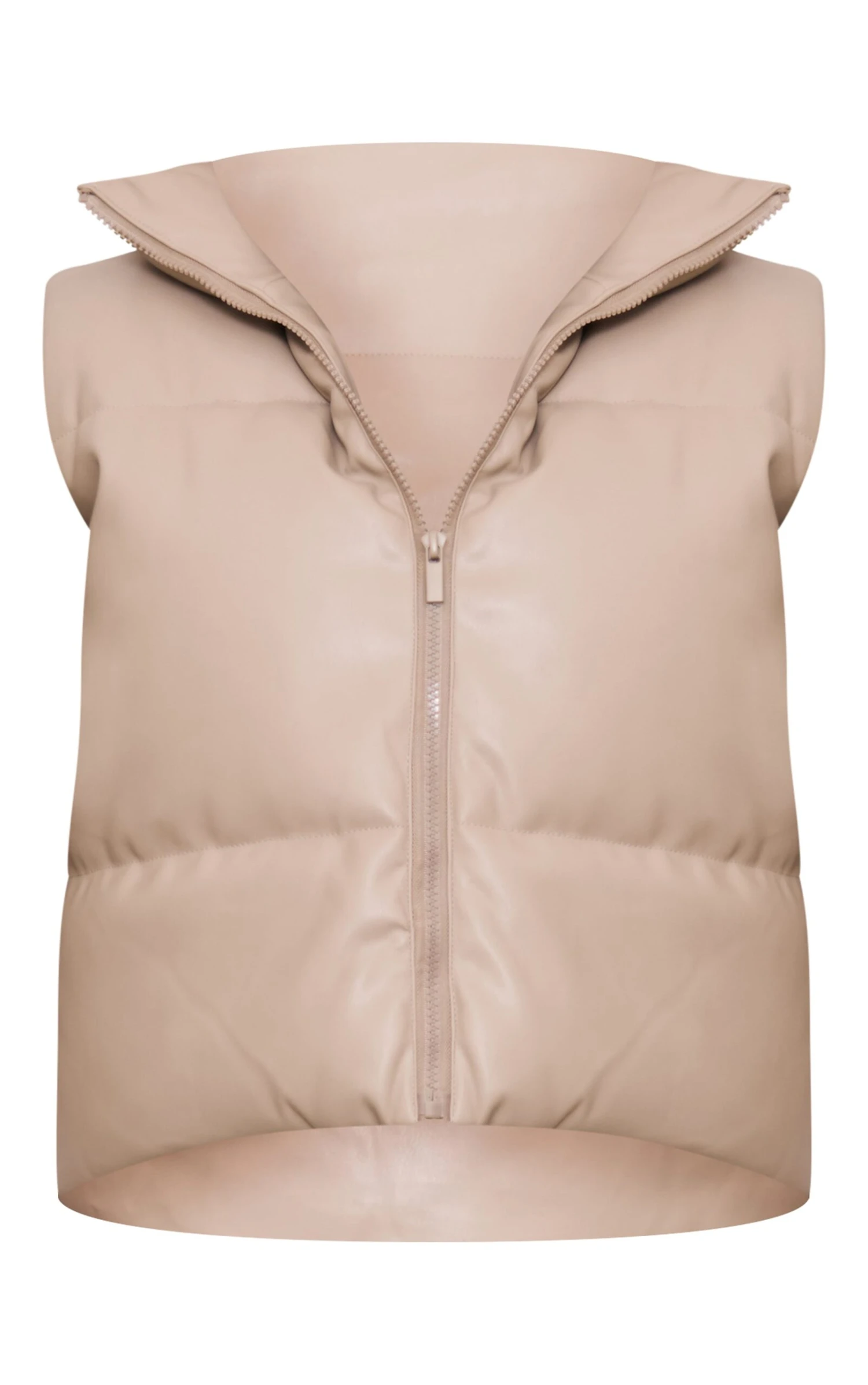 Prettylittlething Truffle Faux Leather Drop Hem Vest 5 Prettylittlething Truffle Faux Leather Drop Hem Vest - Image 5