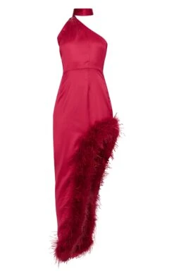 Prettylittlething Red Satin High Neck Feather Trim Maxi Dress -Pretty Little Thing Shop 4fa594df12f732b66862856e2c49f82d1480e8ee cnl0287 5