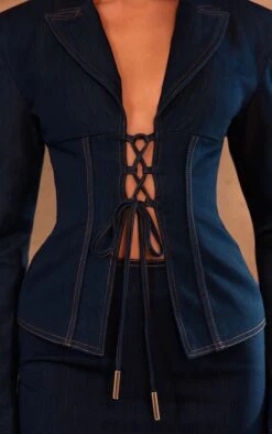 Prettylittlething PLT Label Denim Blue Tailored Lace Up Corset Blazer -Pretty Little Thing Shop 4fbf7795f69deb737535403f31a2242fa4a8767d CNL8326 4 plt label denim blue tailored lace up corset blazer