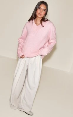 Prettylittlething Dusty Pink Brushed Laguna Knit V Neck Sweater -Pretty Little Thing Shop 50275725464b6c29bab6e708ce4364dcb2e80d19 CNO9313 3 dusty pink brushed laguna knit v neck jumper