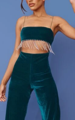 Emerald Green Velvet Cut Out Diamante Tassel Strappy Jumpsuit -Pretty Little Thing Shop 502f8555520be1d416034779deea4a6342884e94 cnb5089 4