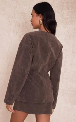 Khaki Suede Collarless Cocoon Sleeve Blazer -Pretty Little Thing Shop 50c58ee21d9c4f5fb4c7a972e5d4afcd2018a9c3 CNO2242 2 khaki suede collarless cocoon sleeve blazer