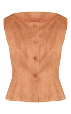 Prettylittlething Tan Faux Suede Popper Detail Vest -Pretty Little Thing Shop 51171d0938c781b559b6864b07ffd73945cec55b CNO3888 5 tan faux suede popper detail waistcoat