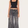 Prettylittlething Grey Panel Seam Detail Wide Leg Jeans