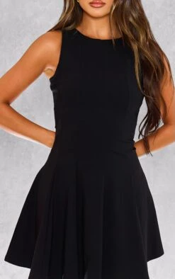 Prettylittlething Black Stretch Woven Racer Pleated Shift Dress -Pretty Little Thing Shop 51236bdf1deea2644339c97479efec5f29a031fa cnj8909 4