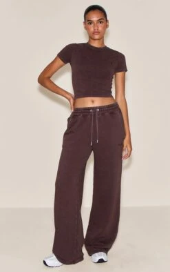 Chocolate Washed Wide Leg Sweatpants