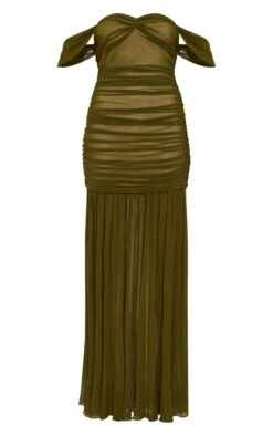 Prettylittlething Olive Mesh Bardot Ruched Detail Maxi Dress -Pretty Little Thing Shop 5172616e86ddefee3eaf74b2b2ebf49e4951d2ad CNL7974 5 olive mesh bardot ruched detail maxi dress