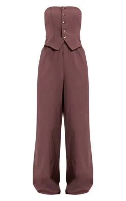 Brown Textured Bandeau Button Jumpsuit -Pretty Little Thing Shop 526ffc9b3fc794069799b3d8864c7323ed91ef89 CNO0460 5 grey textured bandeau button jumpsuit