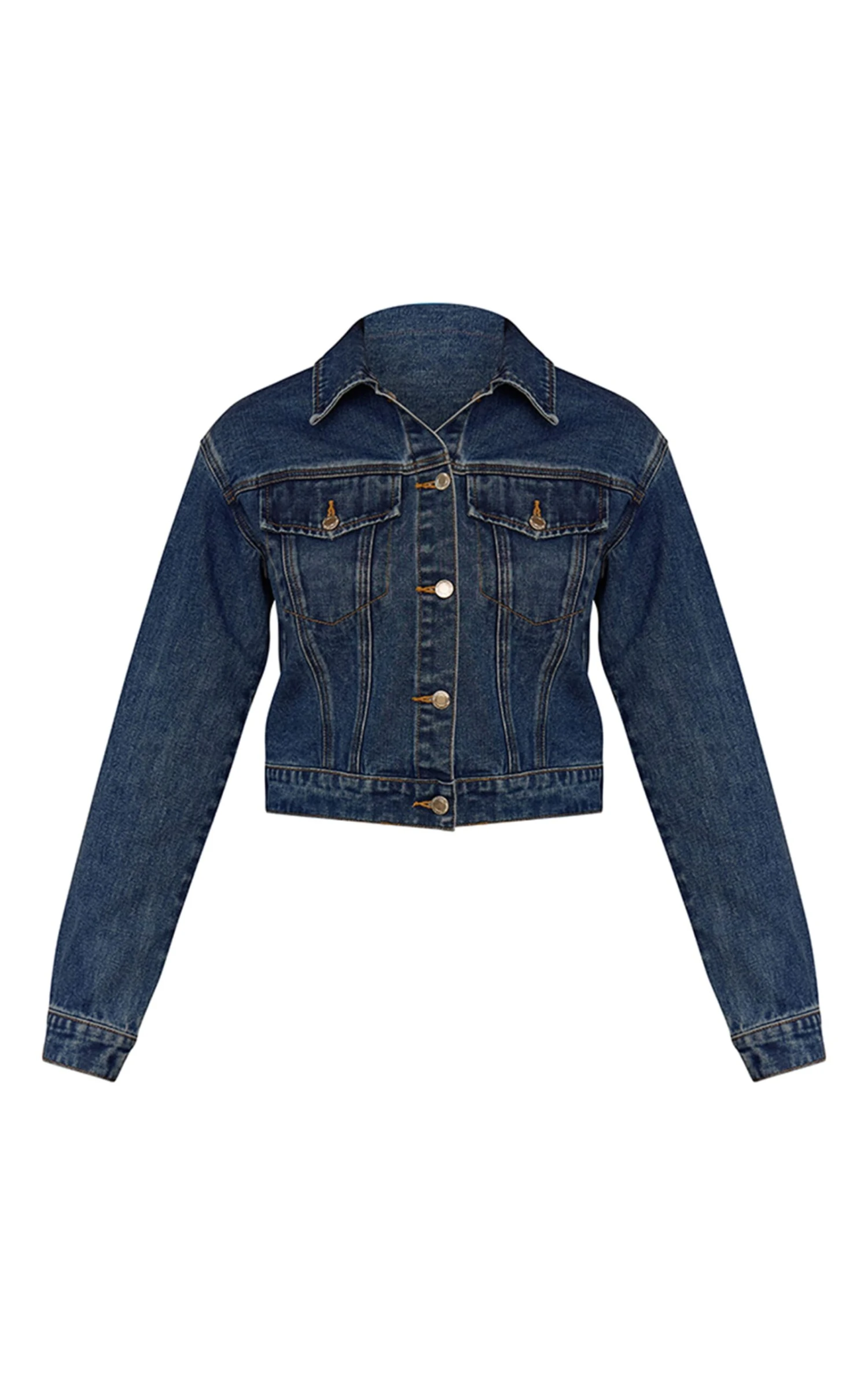 Prettylittlething Dark Blue Slim Fit Denim Jacket 6 Prettylittlething Dark Blue Slim Fit Denim Jacket - Image 6