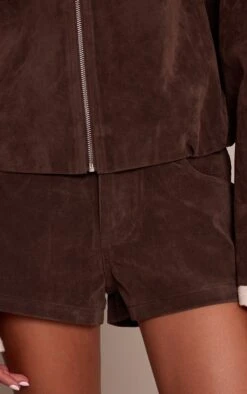 Dark Brown Suede Tailored Shorts -Pretty Little Thing Shop 52a509366119f8c244c381f4786db4929ca89281 CNO2235 5 dark brown suede tailored shorts