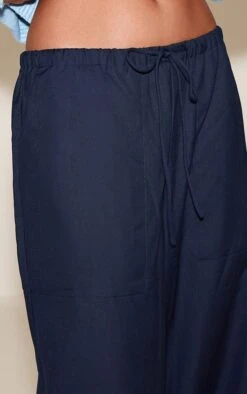 Prettylittlething Navy Woven Drawstring Low Rise Relaxed Pants -Pretty Little Thing Shop 52b9651a0618547657a792dbee4df9560618c7b7 CNL7501 4 navy woven drawstring low rise relaxed trousers