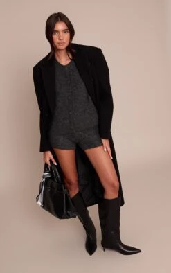 Grey Bushed Knit Shorts