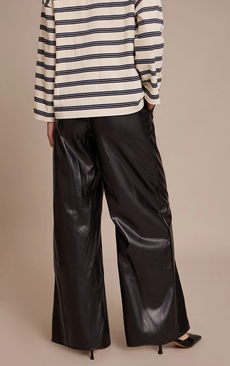Prettylittlething Black Pleated Faux Leather Pants 3 Prettylittlething Black Pleated Faux Leather Pants - Image 3