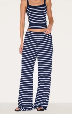 Prettylittlething Navy Striped Wide Leg Pants -Pretty Little Thing Shop 53b0b1c06cd29e7414ee3d40a6118978f62d14bf CNM7380 2 navy striped wide leg trousers