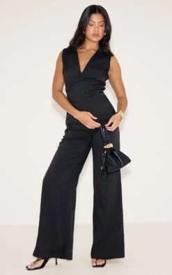 Prettylittlething Black Woven Wrap Collared Jumpsuit -Pretty Little Thing Shop 5444f110d1ad7d2dda967a2a2d2f1bb783921e9a CNN7739 3 black woven wrap collared jumpsuit