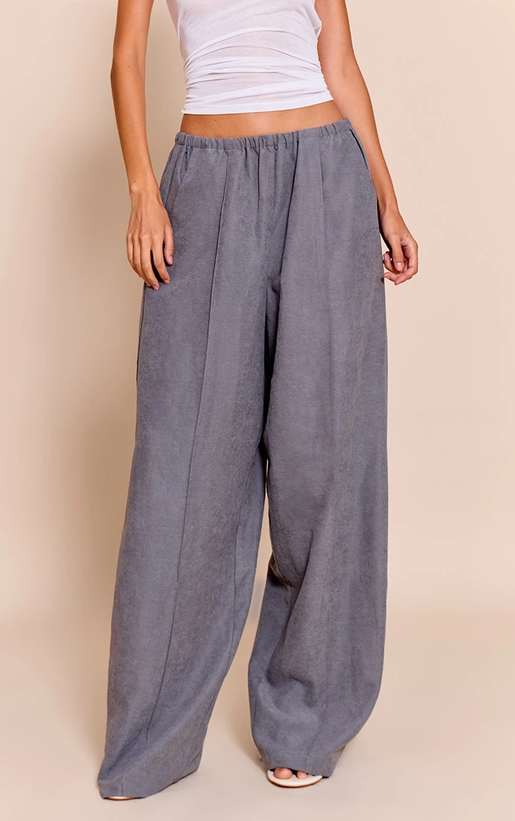 Grey Peachskin Wide Leg Pants 2 Grey Peachskin Wide Leg Pants - Image 2