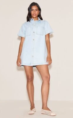 Prettylittlething Light Blue Contrast Stitch Denim Shirt Dress -Pretty Little Thing Shop 5472d2e400a9bcf3ea91e144f5b239b8d6c66046 CNM4712 3 light blue contrast stitch denim shirt dress