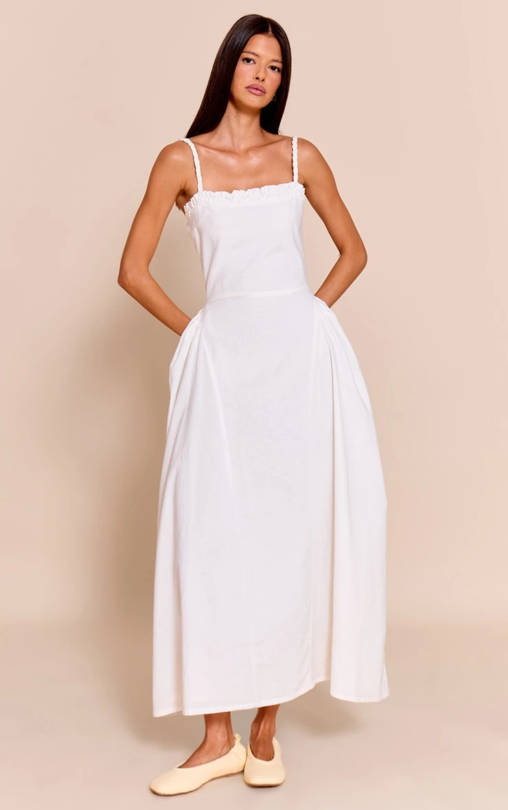 Prettylittlething White Braided V Waist Midaxi Dress 1 Prettylittlething White Braided V Waist Midaxi Dress
