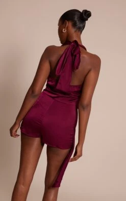 Prettylittlething Plum Satin Halterneck Romper -Pretty Little Thing Shop 54cade8dc4f843fd8062c3cebfaa83d2eee38ab0 CNO4343 2 plum satin halterneck playsuit