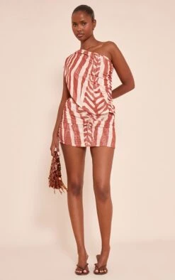 Brown Zebra Print Mesh One Shoulder Ruched Top -Pretty Little Thing Shop 551ae666cbc5f77a2b56085057007e4e9ffd297b CNO0954 3 brown zebra print mesh one shoulder ruched top