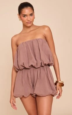 Prettylittlething Mushroom Puffball Detail Bandeau Romper