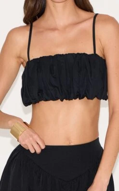 Prettylittlething Black Puff Ball Extreme Crop Top -Pretty Little Thing Shop 55dbb0187773ca347dc2de44c4da4397ea1d0d34 CNM4041 4 black puff ball extreme crop top