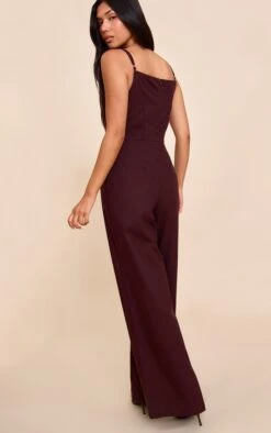 Prettylittlething Chocolate Linen Blend Straight Neck Bead Detail Jumpsuit -Pretty Little Thing Shop 55f86ac79a3d5f4ed086f4c7560d173425ec6000 CNM7292 2 chocolate linen blend boat neck bead detail jumpsuit