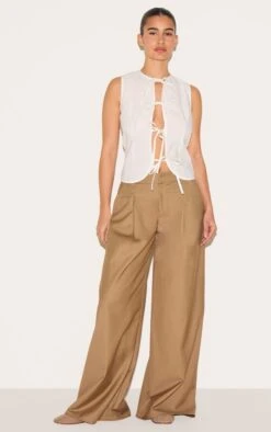 Prettylittlething White Lightweight Woven Tie Front Vest -Pretty Little Thing Shop 55ff33536b1db48957d2abf2a21daa249e50e95d CNM3664 3 white lightweight woven tie front waistcoat