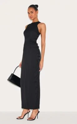 Prettylittlething Black Woven Racer Button Detail Midaxi Dress -Pretty Little Thing Shop 566c9cbbc4dbea6e0c4d7cb6f606a4cc7d7dfaf3 CNM0544 3 black woven racer button detail midaxi dress