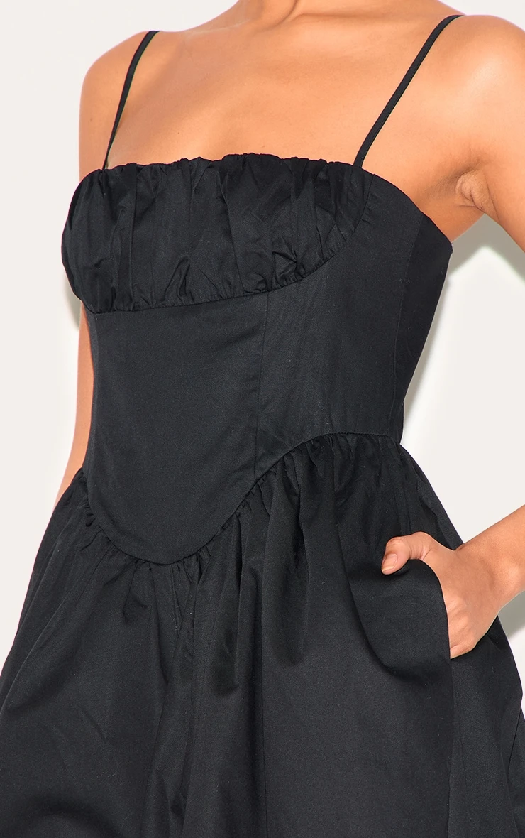 Prettylittlething Black Premium Ruched Corset Detail Wide Leg Jumpsuit 4 Prettylittlething Black Premium Ruched Corset Detail Wide Leg Jumpsuit - Image 4